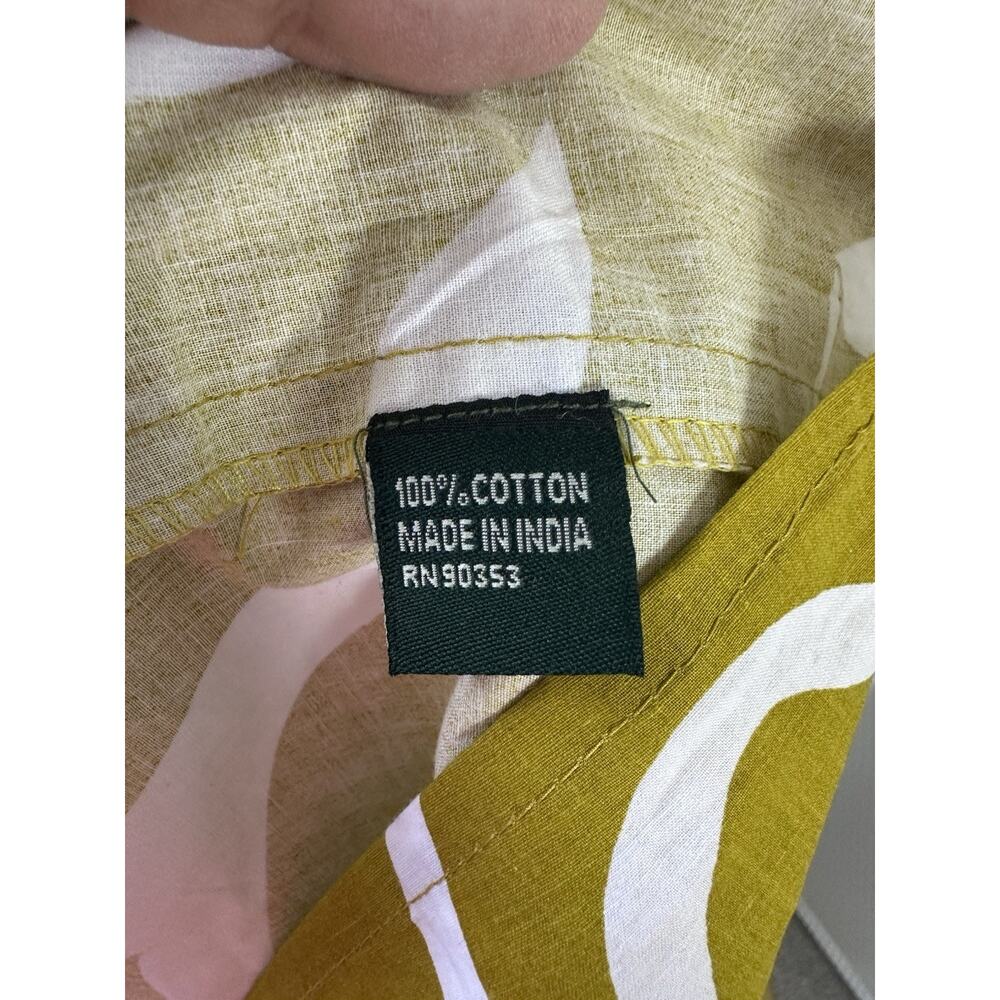 MEADOW RHODES mustard white abstract floral Cotton India tiered midi dress XL - Picture 3 of 10